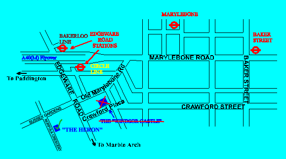 Location map of The Heron pub