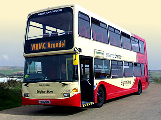 A traditional British double-decker bus