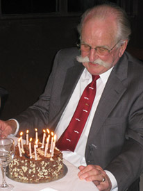 Geoff White and his 90th birthday cake