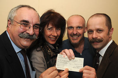 Rod Littlewood, Andy Nelson and Steve Parsons present £1000 to Gail Maguire