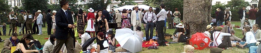 Chaps and Chapettes take a break from the Olympiad for déjeuner sur l'herbe