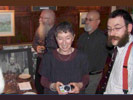 Lewis with Jimmy's relatives (David and John in background)