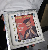 The birthday cake created from the cover of Jimmy's Book