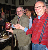 Rod presents the Handlebar Club Shield to Jim