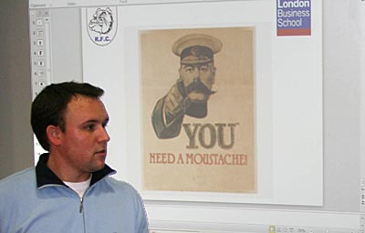 Lord Kitchener lends a hand at the London Business School's Movember launch