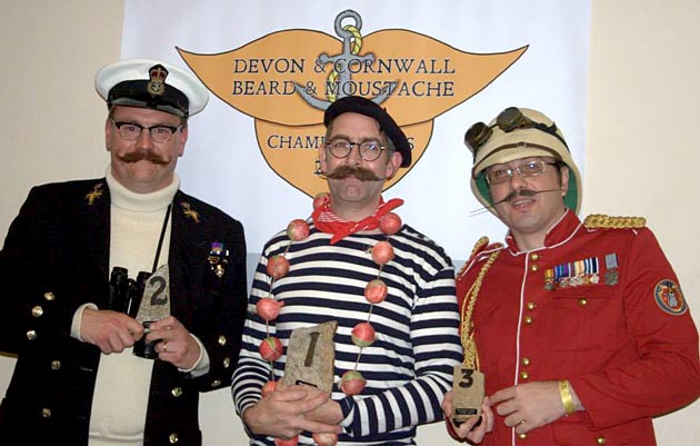 Allan, Ryan and James claiming first, second and third places in the two moustache categories